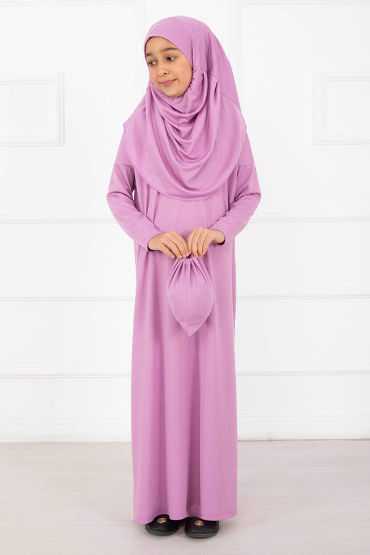 Abito da preghiera per bambini Tesettür lilla