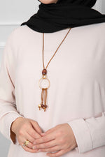 Collier Hijab Modeste Avec Boucles D'oreilles En Or
