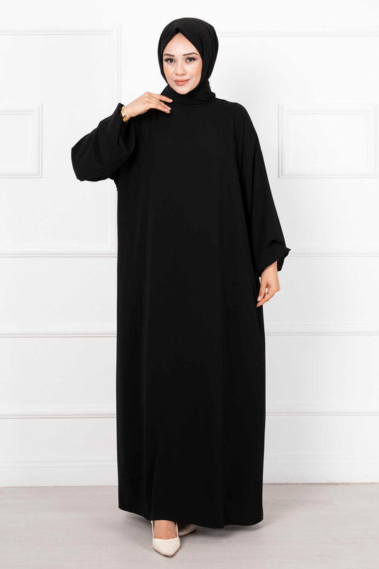 Robe de prière zippée avec châle hijab noir