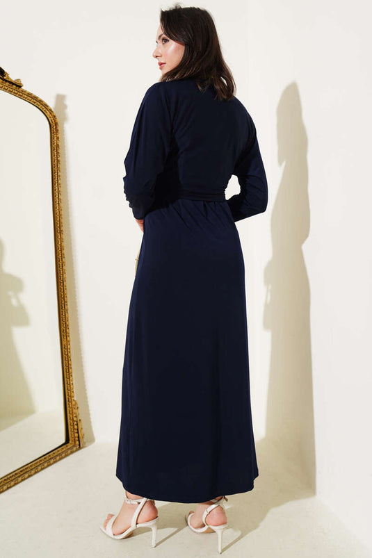 Robe Sandy bleu marine à double boucle