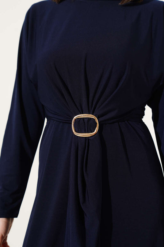 Robe Sandy bleu marine à double boucle