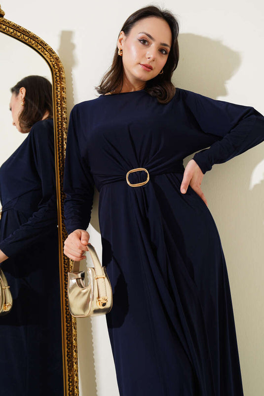 Robe Sandy bleu marine à double boucle