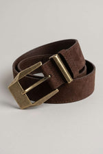 Ceinture épaisse en suède avec boucle, couleur café