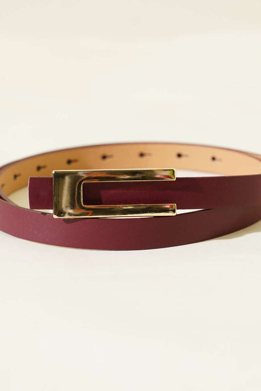 Ceinture à boucle métallique bordeaux