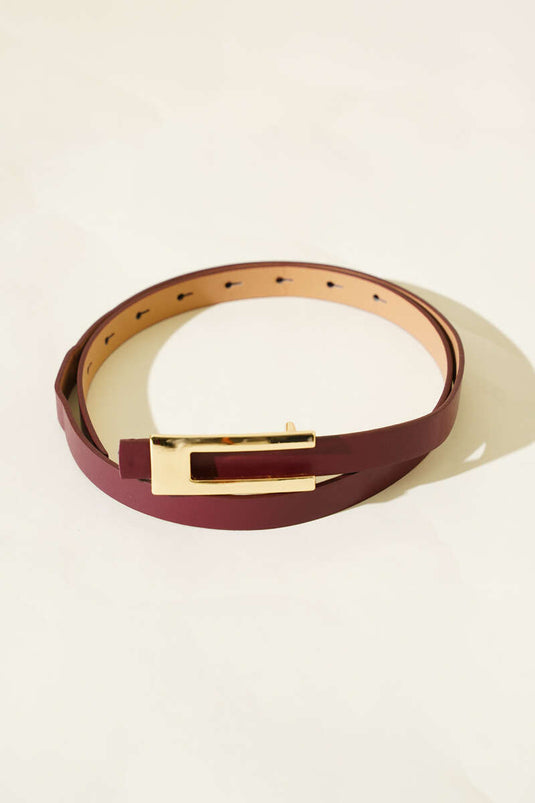 Ceinture à boucle métallique bordeaux