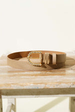 Ceinture Beige Ovale avec Diamants