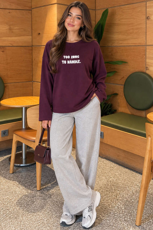 Te Lange Om Te Hanteren Bordeau Geborduurd Sweatshirt
