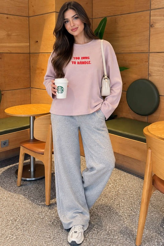 Pudra Te Lang Gedrukte Sweatshirt