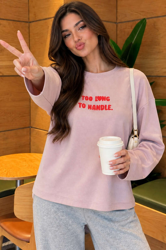 Pudra Te Lang Gedrukte Sweatshirt