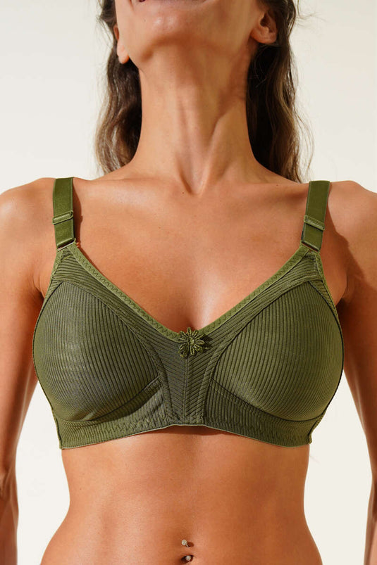 حمالة صدر صغيرة مخططة باللون الكاكي