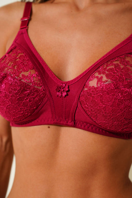 Gathering Lace Bra Bordeauxrood