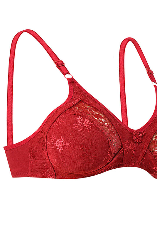 حمالة صدر دانتيل تجمعية باللون العنابي