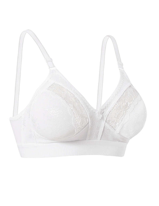 Soutien-gorge en dentelle blanche Lez Ara à larges bretelles froncées