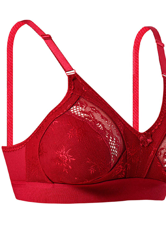 حمالة صدر Lez Ara Lace ذات الأشرطة العريضة باللون العنابي