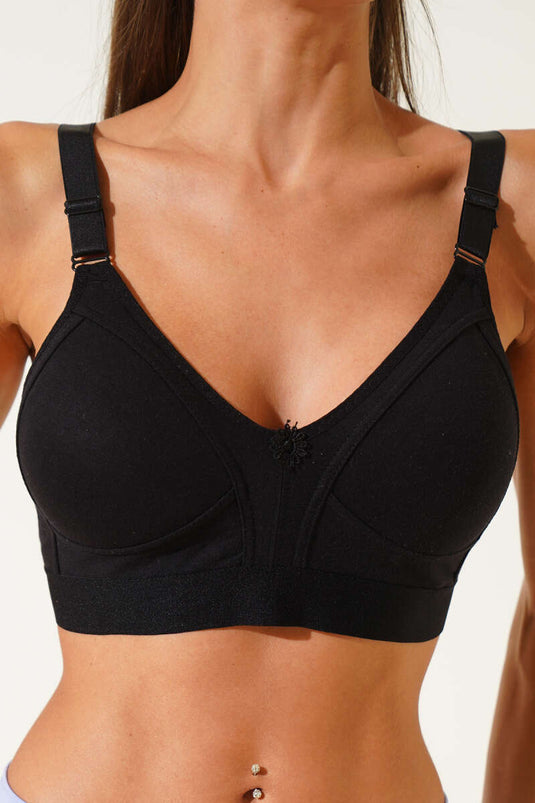 حمالة صدر واسعة من القطن الممشط والمرن باللون الأسود