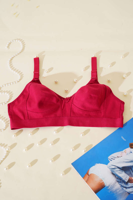 حمالة صدر واسعة من القطن الممشط والمرن باللون العنابي