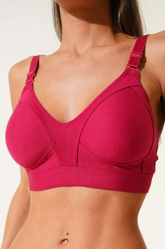 حمالة صدر واسعة من القطن الممشط والمرن باللون العنابي