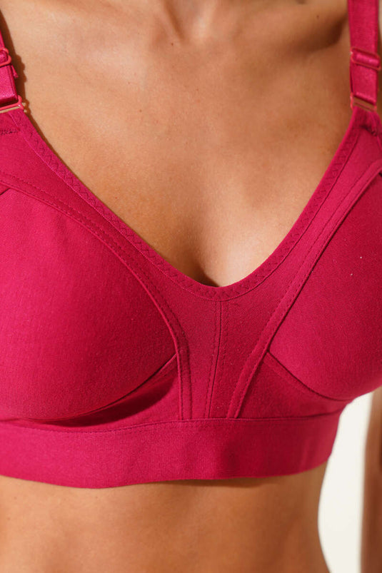 حمالة صدر واسعة من القطن الممشط والمرن باللون العنابي