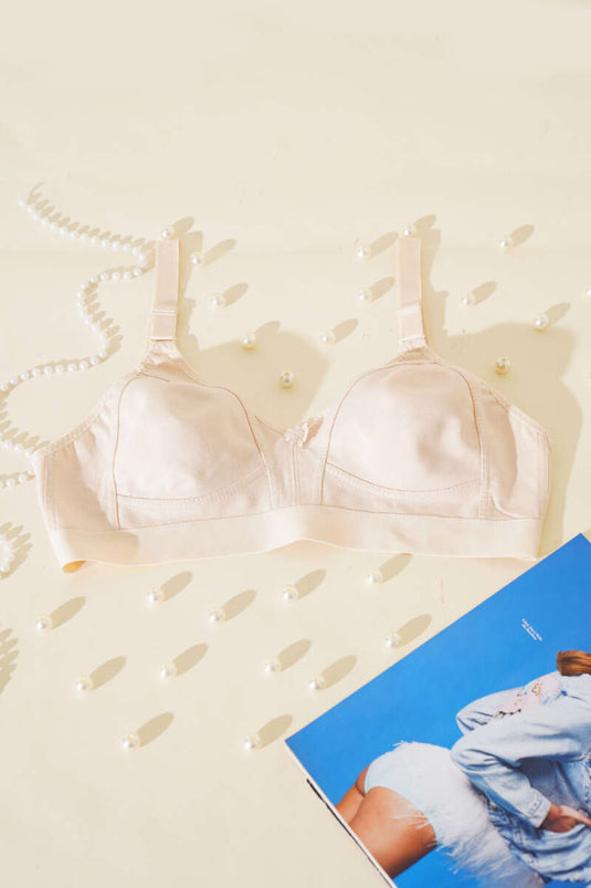 Gathering Wide Elastic Combed Cotton Bra Ten