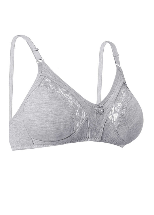 Gathering gekamde katoenen kanten bh grijs