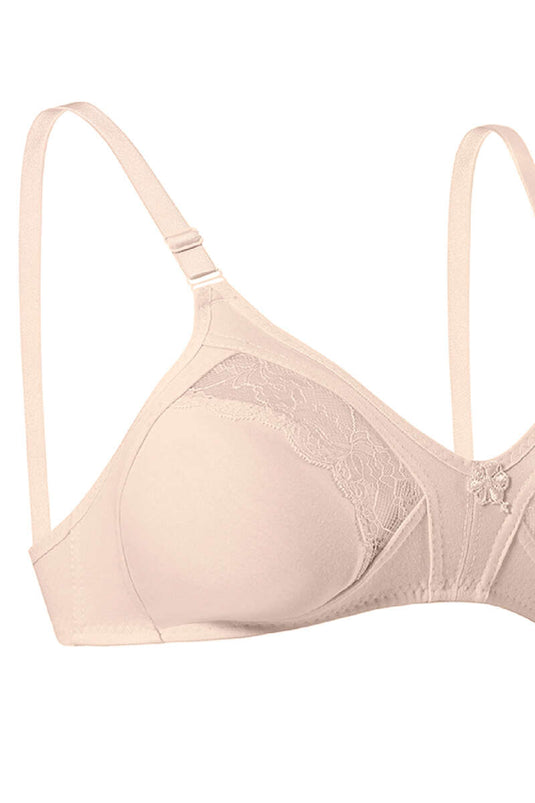 Gathering Combed Cotton Lace Bra Ten