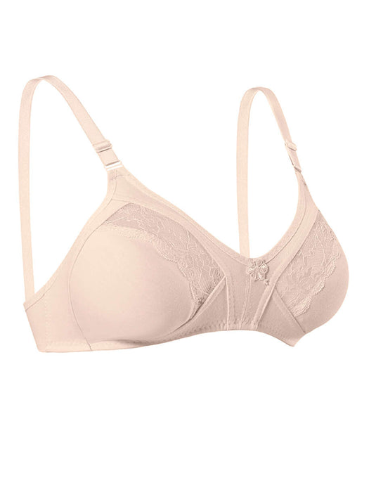 Gathering Combed Cotton Lace Bra Ten