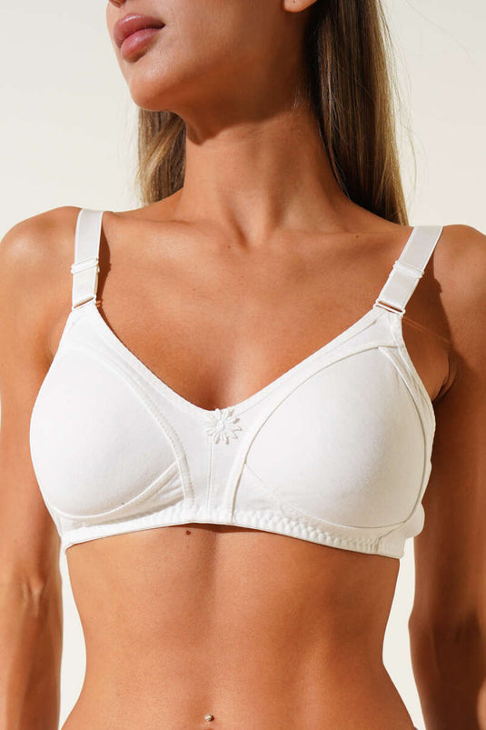 Soutien-gorge froncé en coton peigné écru