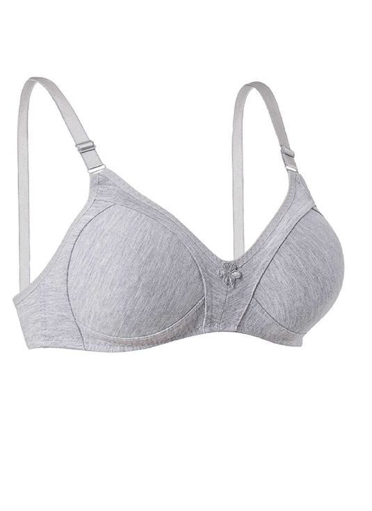 Gathering Combed Cotton Bra Gray
