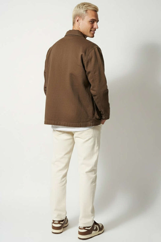 Veste en gabardine pour homme avec poches plaquées, marron