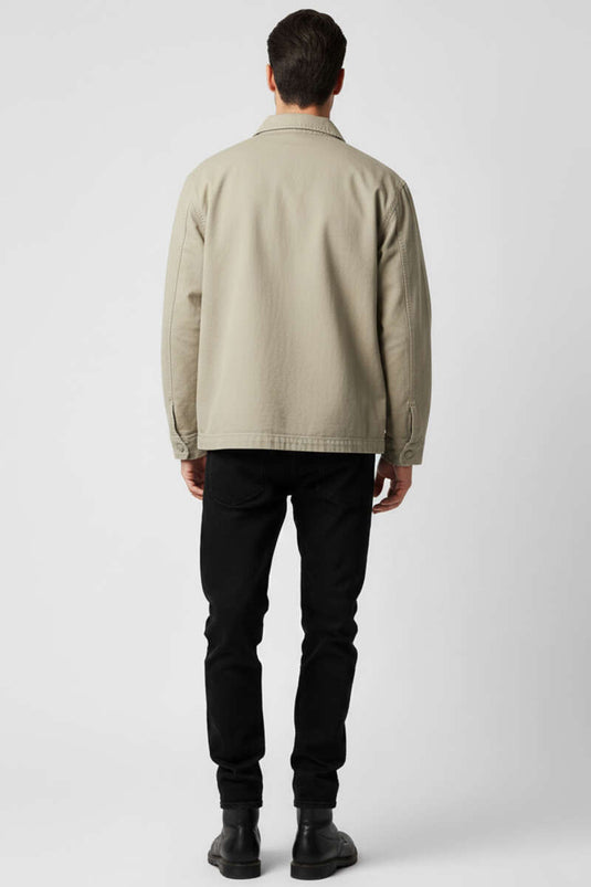 Veste homme en gabardine à poches arrière, couleur gris cendré