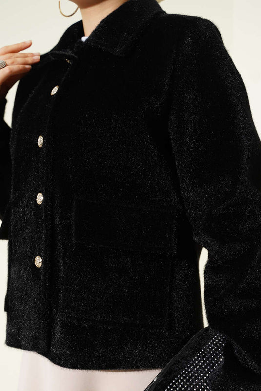 Veste courte Goldfox à poches plaquées, noire