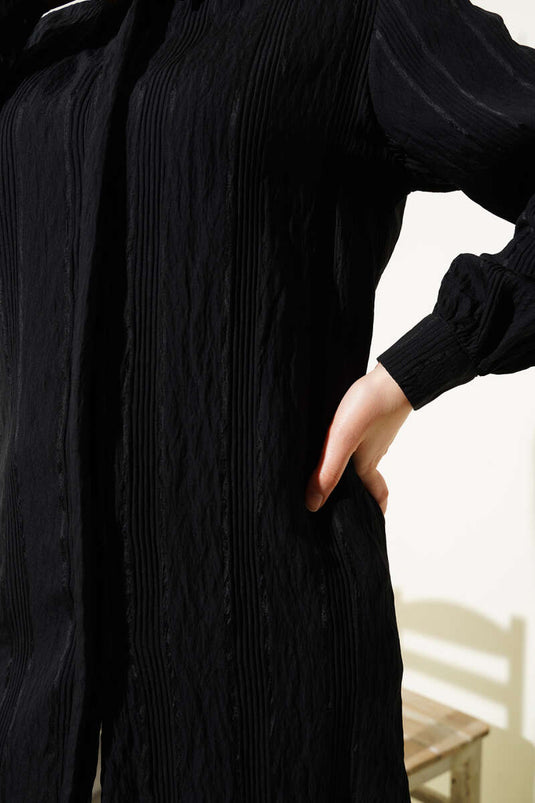 Transparant gestreept basic shirt zwart