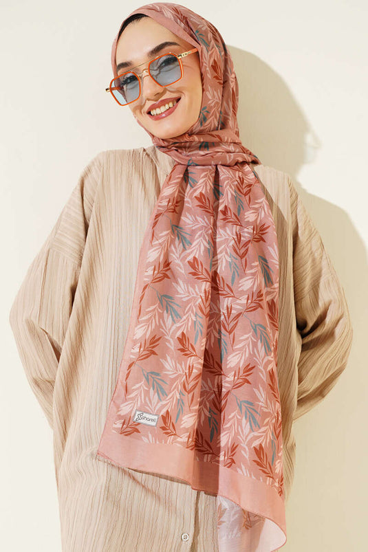 Châle à motif de feuilles tropicales couleur moka