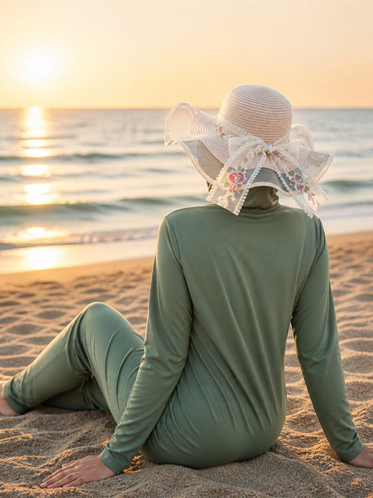 Tulle Detailed Floral Ribbon Straw Hat Powder Pink