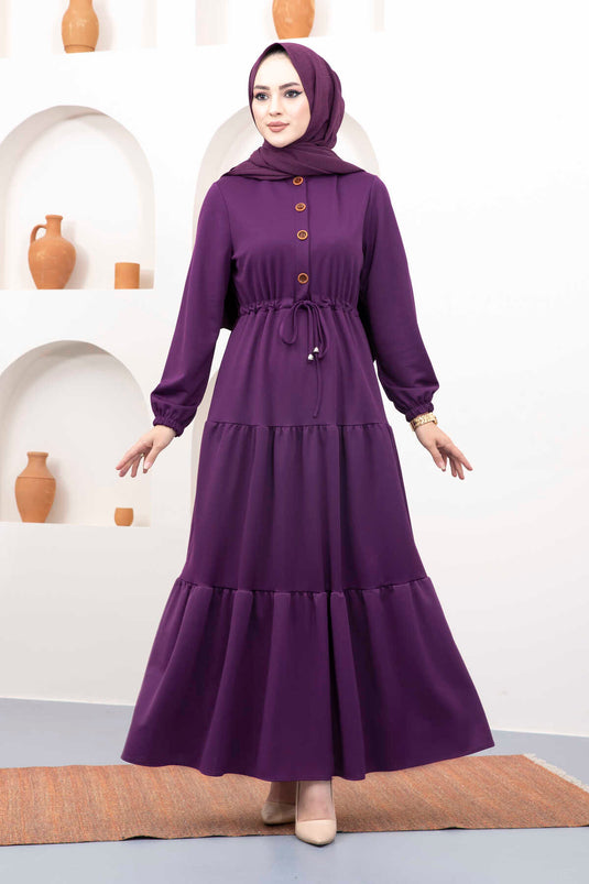 Hijab-Kleid mit Tunnelgürtel, Lila