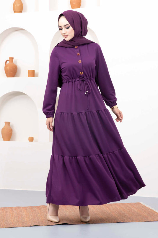 Hijab-Kleid mit Tunnelgürtel, Lila