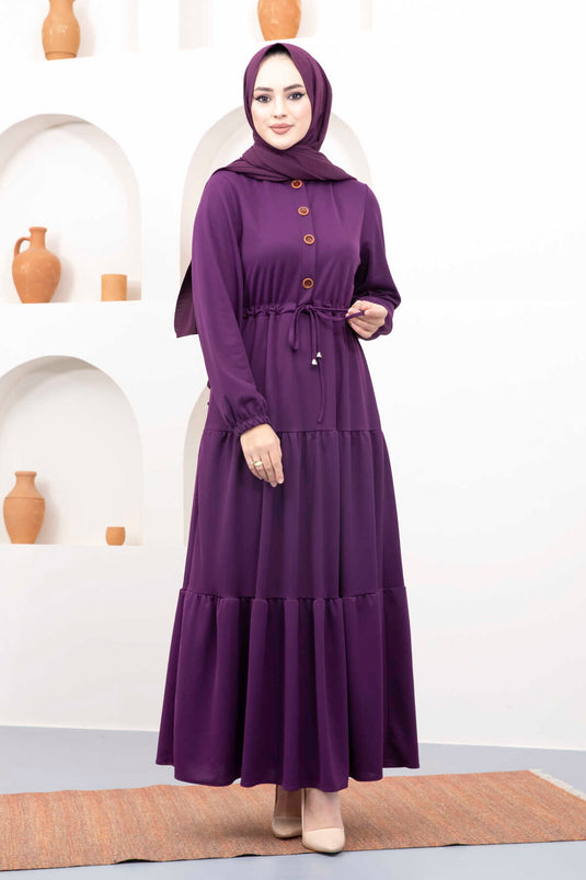 Hijab-Kleid mit Tunnelgürtel, Lila