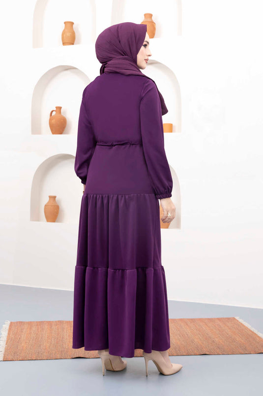 Hijab-Kleid mit Tunnelgürtel, Lila