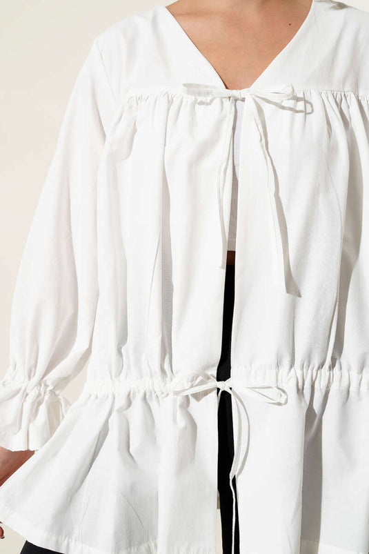 Kimono plissé tunnel blanc