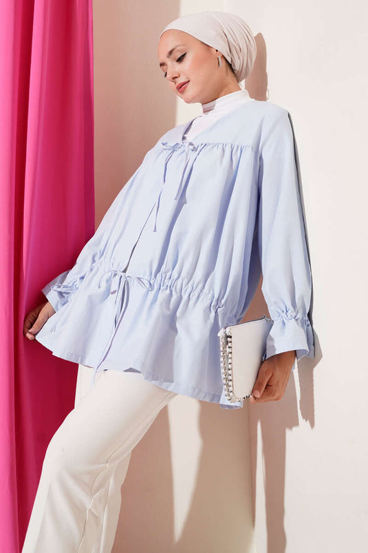 Kimono plissé tunnel bleu