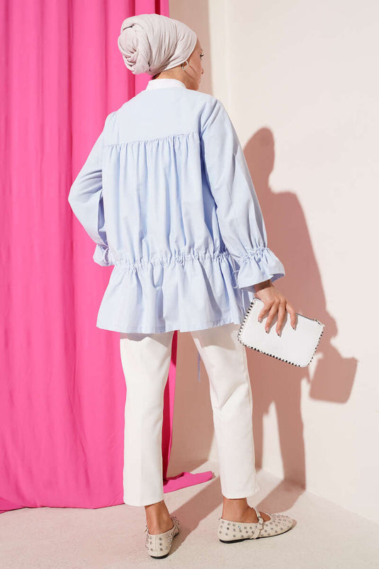 Kimono plissé tunnel bleu