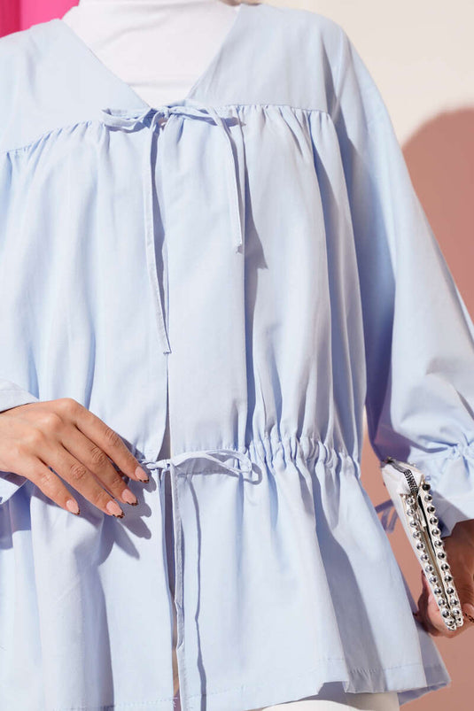 Kimono plissé tunnel bleu