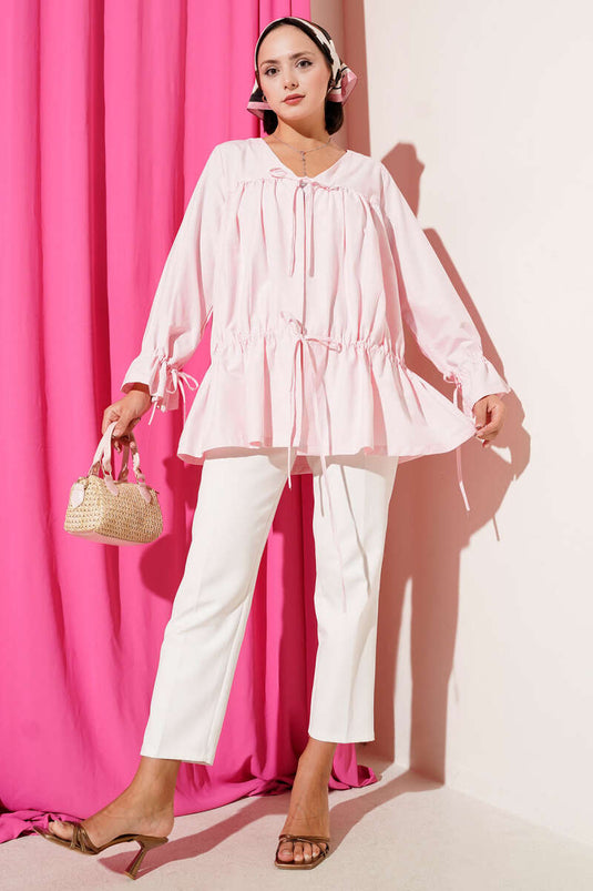 Kimono plissé tunnel rose