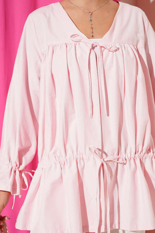 Kimono plissé tunnel rose