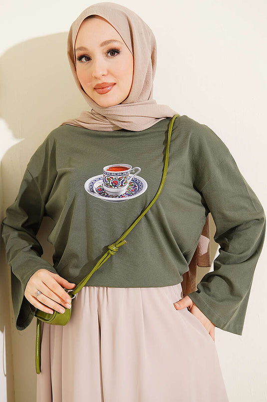Turkish Coffee Print Tunic Khaki