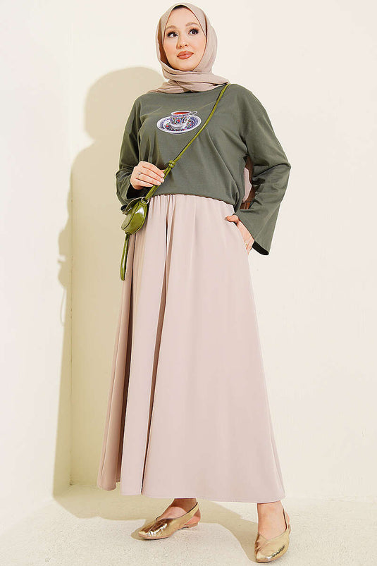 Turkish Coffee Print Tunic Khaki