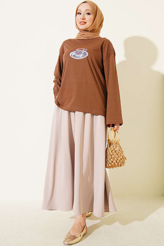 Turkish Coffee Print Tunic Coffee
