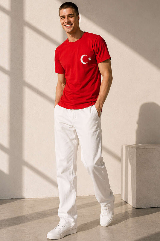 T-shirt homme rouge imprimé Turquie