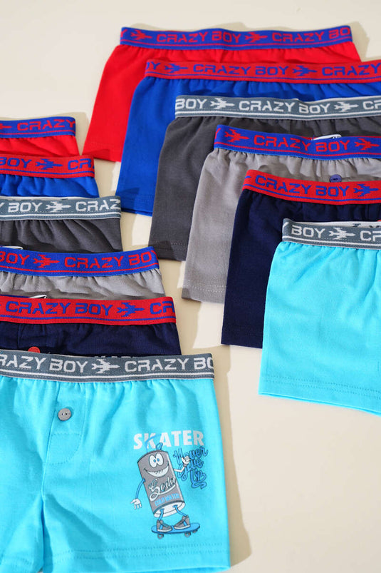 Lot de 12 boxers imprimés en élasthanne pour garçons Tutku