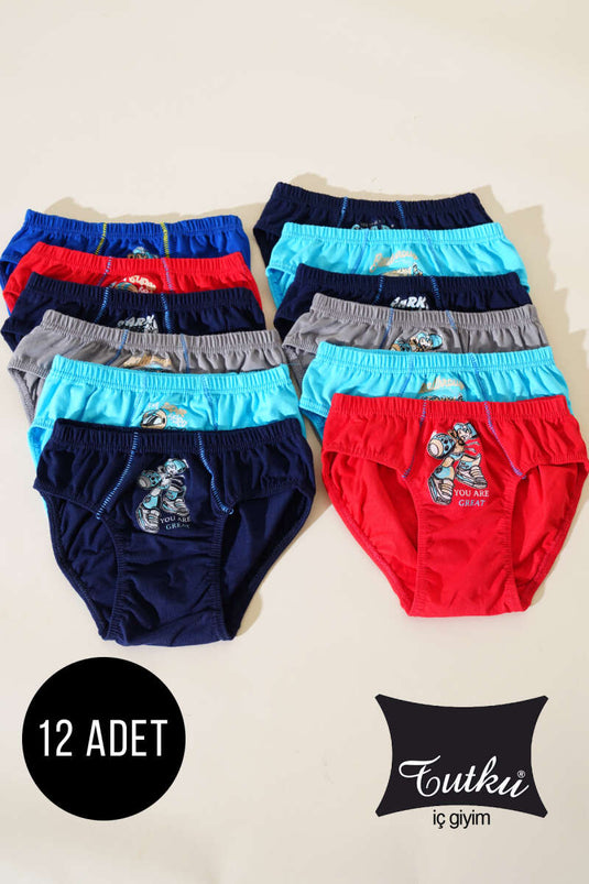 Passion 12-pack jongens bedrukte elastaan slipcombinatie